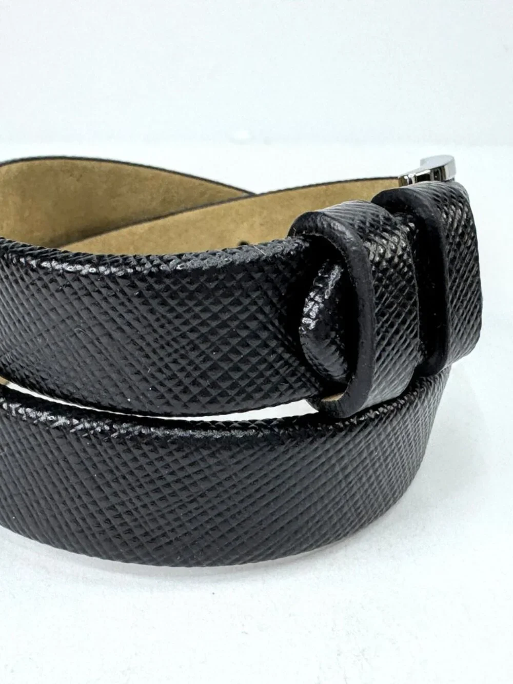 Vintage Prada Centurion Black Saffiano Leather Double Wrap Bracelet Unisex GS874